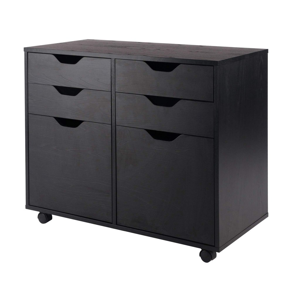 Winsome Halifax Storage Mobile Cabinets, 2 Doors, 4 Drawers, for Home Office, Black