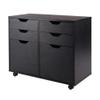Winsome Halifax Storage Mobile Cabinets, 2 Doors, 4 Drawers, for Home Office, Black view 1