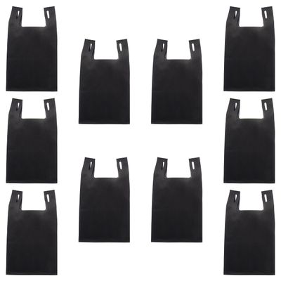 DISCOUNT PROMOS Bodega Lightweight Tote Bags Set of 10, Bulk Pack - Reusable, Great for Grocery, Tradeshow, Party favors, Picnic - Black