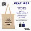 DISCOUNT PROMOS Custom Cotton Canvas Tote Bags Set of 10, Personalized Bulk Pack - Reusable, Great for Shopping, Grocery, Beach, Picnic, Wedding Favors - Natural view 3