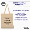 DISCOUNT PROMOS Custom Cotton Canvas Tote Bags Set of 10, Personalized Bulk Pack - Reusable, Great for Shopping, Grocery, Beach, Picnic, Wedding Favors - Natural view 4