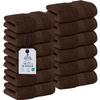 DAN RIVER 12-Pack Premium 100% Cotton Brown Face Towels for Bathroom - Reusable Face Wash Cloths for Showering 12x12 Inches - 550 GSM Super Soft & Absorbent Luxury WashCloths for Body, Spa & Gym view 1