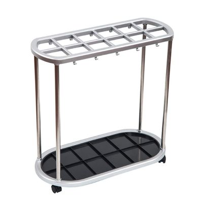 Umbrella Racks Hua Indoor and Outdoor Umbrella Stand, Large Capacity Hotel Shopping Mall Company Entrance Umbrella Storage Rack with Pulleys, 3 Sizes (Size : 12 Holes 10 Hooks)