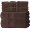 White Classic Luxury Bath Towel Set of 8 Pieces - 100% Turkish Cotton Highly Absorbent Towels for Bathroom, 2 Luxury Bath Towels 700GSM, 2 Hand Towels, 4 Washcloths, Brown view 1