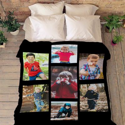 Stylish Gears Custom Photo Blanket, Personalized Favorite Family Photo Blanket, Family Picture Fleece Blanket, Custom Blanket for Family, Fleece Blanket with Your Family Photo
