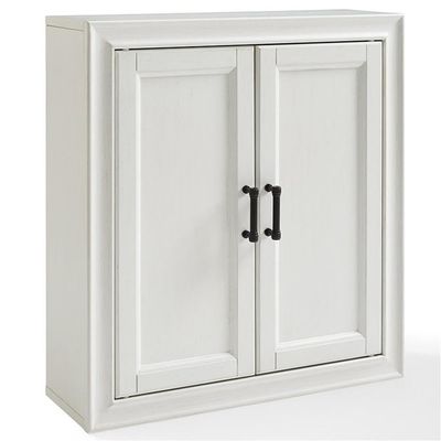 Pemberly Row Modern Wood Medicine Cabinet with Shelves in Vintage White