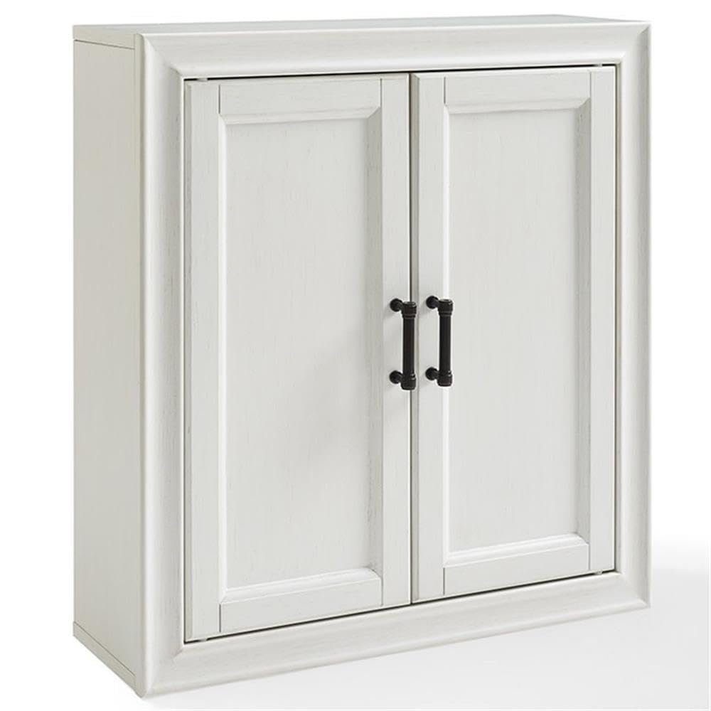 Pemberly Row Modern Wood Medicine Cabinet with Shelves in Vintage White