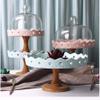 8/10 Inch Cake Stand, Embossed Ceramic Dessert Plate High-level Banquet Fruit Tray Glass Sandwich Dust Cover Sushi Dome Blue/Pink (Color : Blue, Size : 20.520.521CM) view 3