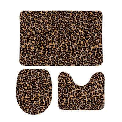 3pcs Leopard Print Bathroom Mat Set,U Shape Bathrooms Carpets Toilet Rugs Non-Slip Absorbent Bath Rugs Mats,Bathroom Accessories,Bathroom Decor