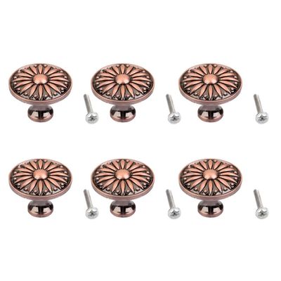 DUO ER 6pcs Red Bronze Antique Copper KnobCabinet Drawer Modern Zinc Alloy Pull Handle