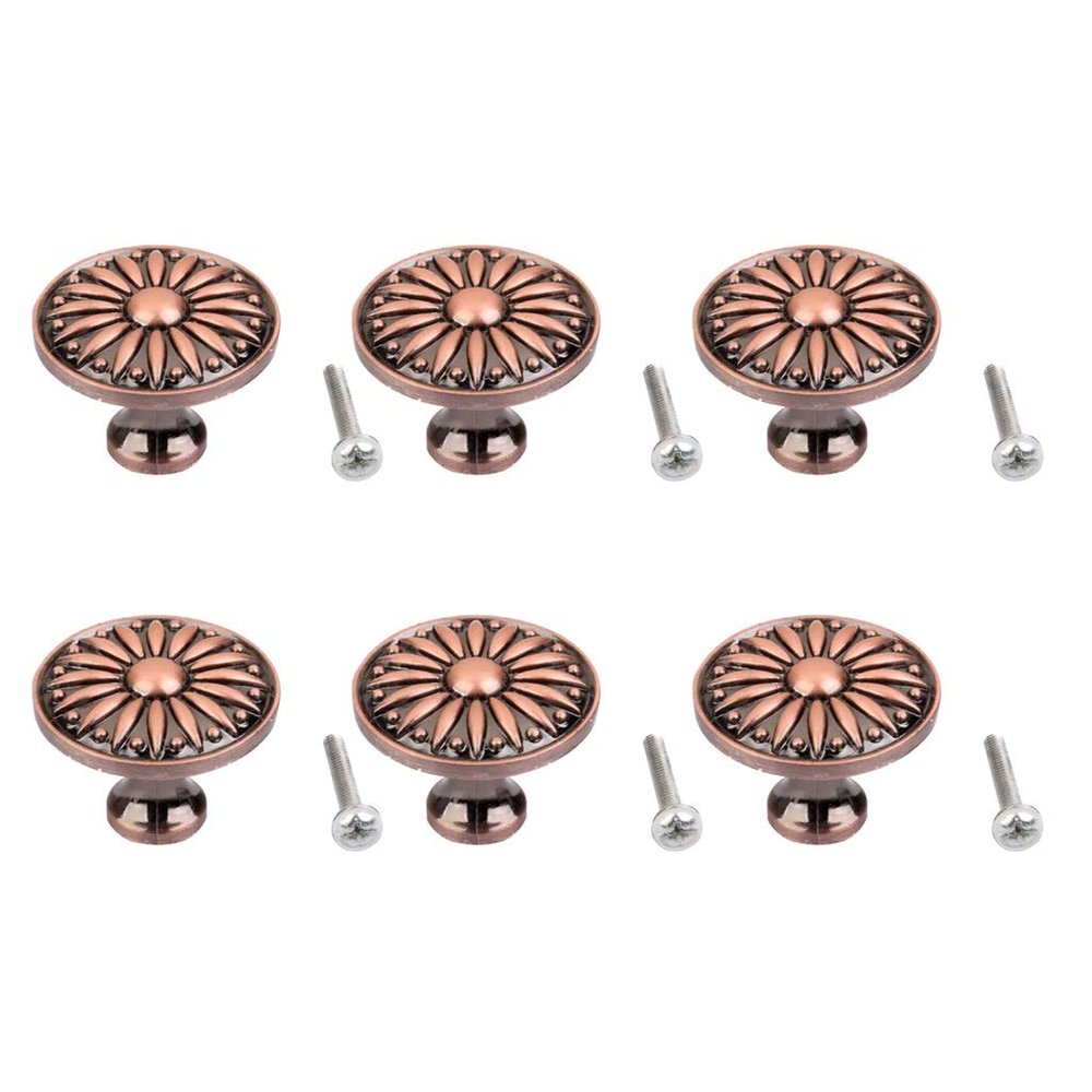 DUO ER 6pcs Red Bronze Antique Copper KnobCabinet Drawer Modern Zinc Alloy Pull Handle