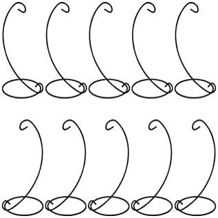 Firlar 10 Pack Spiral Ornament Display Stand, 9 Inch Tall Iron Glass Ball Ornament Holder Stand for Hanging Plants, for Christmas Wedding Ornament, Home Office Decor (Black)