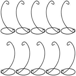 Firlar 10 Pack Spiral Ornament Display Stand, 9 Inch Tall Iron Glass Ball Ornament Holder Stand for Hanging Plants, for Christmas Wedding Ornament, Home Office Decor (Black)