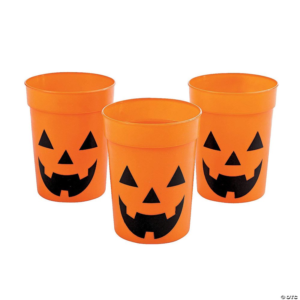 12 Piece(s) Jack-O-Lantern Plastic Cups