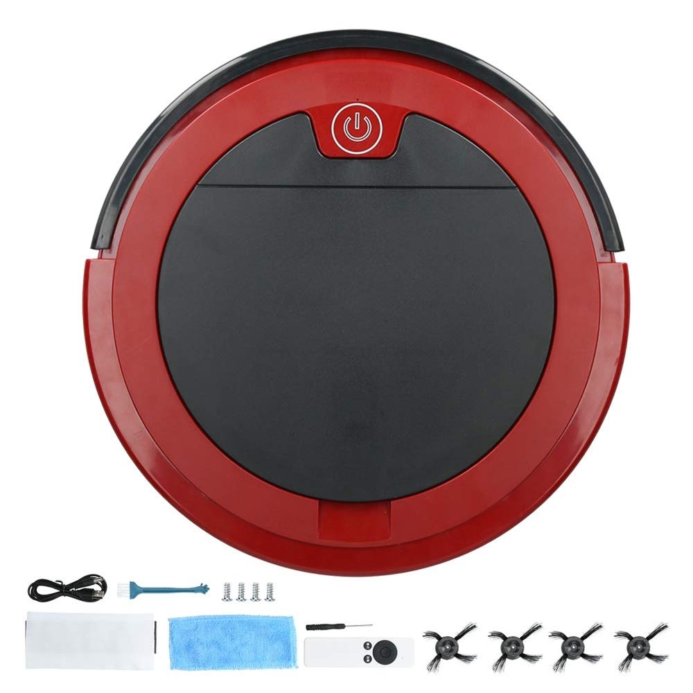 Fdit Sweeping Robot USB Rechargeable Intelligent Vacuum with Remote, Red
