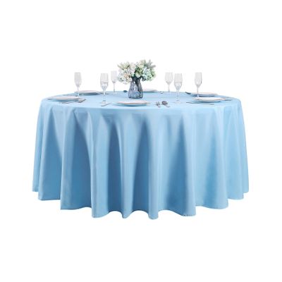 120 inch Round Tablecloth Washable Polyester Table Cloth Decorative Table Cover for Wedding Party Dining Banquet120 inch,Blue Mist