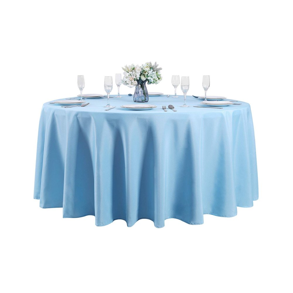 120 inch Round Tablecloth Washable Polyester Table Cloth Decorative Table Cover for Wedding Party Dining Banquet120 inch,Blue Mist