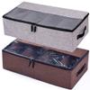 AARAINBOW 2 Packs Foldable Under Bed Shoes Organizer with Lids, Underbed Clothes Storage Container with Divider, UnderBed Storage Bins Box with Clear Window (Gray+Coffee) view 1