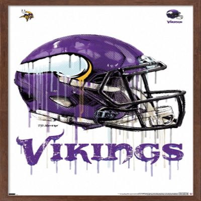 Trends International NFL Minnesota Vikings - Drip Helmet 20 Wall Poster, 22.375" x 34", Mahogany Framed Version