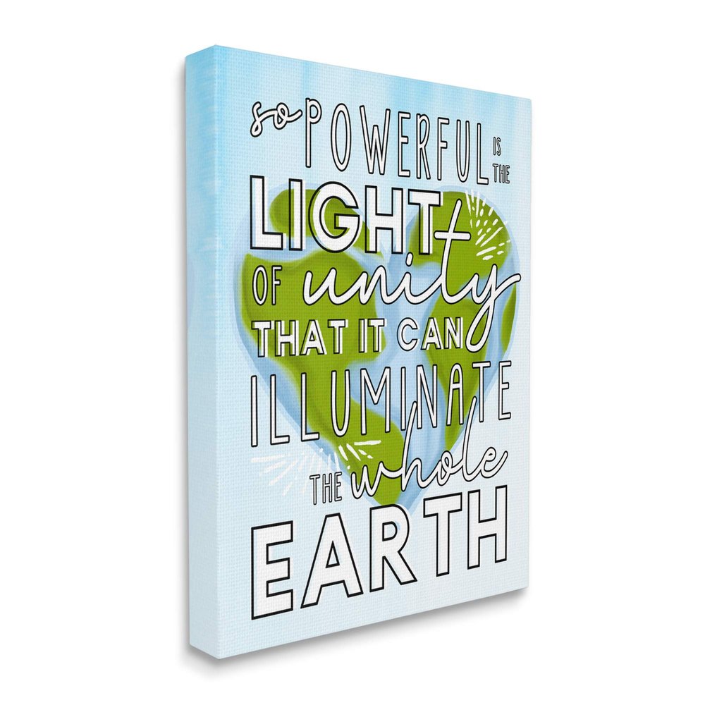 Stupell Industries Light of Unity Phrase Heart Shaped Earth