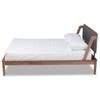 Baxton Studio Helsa Mid-Century Modern Dark Grey Fabric Upholstered and Walnut Finished Full Size Platform Bed view 1