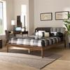Baxton Studio Helsa Mid-Century Modern Dark Grey Fabric Upholstered and Walnut Finished Full Size Platform Bed view 2