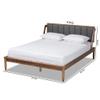 Baxton Studio Helsa Mid-Century Modern Dark Grey Fabric Upholstered and Walnut Finished Full Size Platform Bed view 3