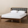 Baxton Studio Helsa Mid-Century Modern Dark Grey Fabric Upholstered and Walnut Finished Full Size Platform Bed view 4
