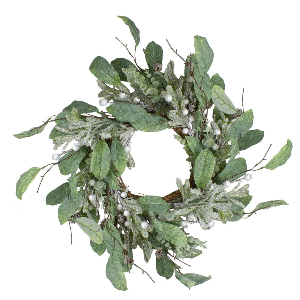 25" Artificial Mixed Foliage and Berries Christmas Wreath Unlit