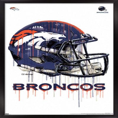 NFL Denver Broncos - Drip Helmet 20 Wall Poster, 22.4L x 14.7W, Black Framed Version