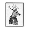 Stupell Industries Reindeer in Scarf Minimal Vintage Portrait, Design by Lettered and Lined Black Framed Wall Art, 16 x 20, Off- White view 1