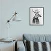 Stupell Industries Reindeer in Scarf Minimal Vintage Portrait, Design by Lettered and Lined Black Framed Wall Art, 16 x 20, Off- White view 2