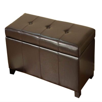 Warehouse of Tiffany Ariel Dark Brown Faux-Leather Storage Bench