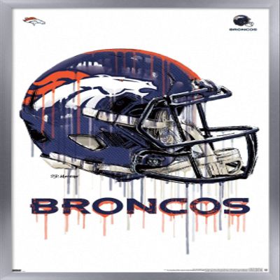 NFL Denver Broncos - Drip Helmet 20 Wall Poster, 22.4L x 14.7W, Silver Framed Version