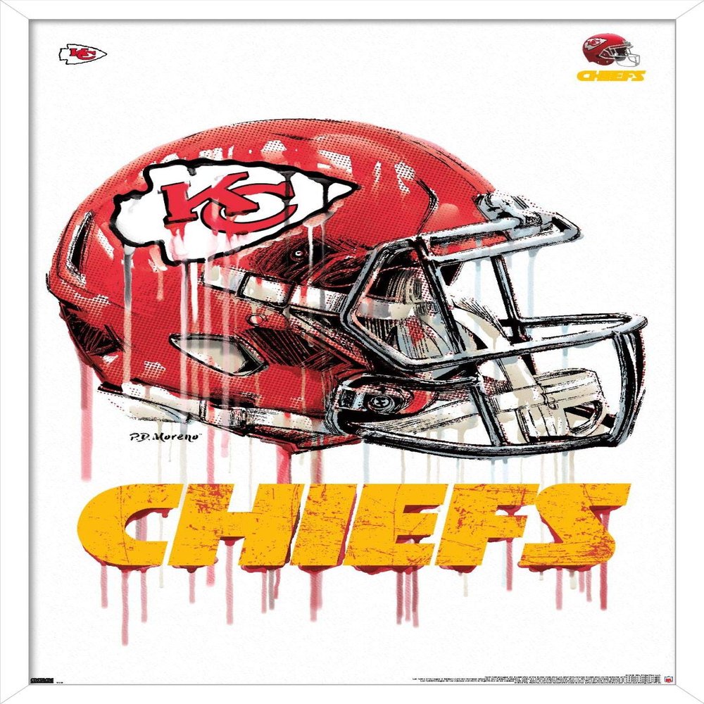 Trends International NFL Kansas City Chiefs - Drip Helmet 20 Wall Poster, 14.725" x 22.375", White Framed Version