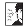 Stupell Industries Life's a Party Glam Fashion Phrase Aubrey Portrait, Design by Martina Pavlova Black Framed Wall Art, 16 x 20, White view 1