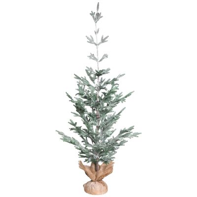 Frosted Slim Pine Artificial Christmas Tree in Burlap Base - 5' - Unlit