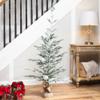 Frosted Slim Pine Artificial Christmas Tree in Burlap Base - 5' - Unlit view 2