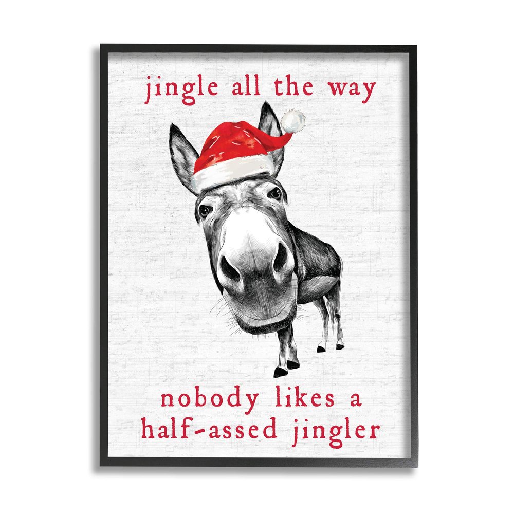 Stupell Industries Jingle All The Way Quote Sassy Christmas Donkey