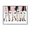 Stupell Industries Fashionista Shopping Bags Stylish Standing Poses, Design by Martina Pavlova Grey Framed Wall Art, 16 x 20, Pink view 1