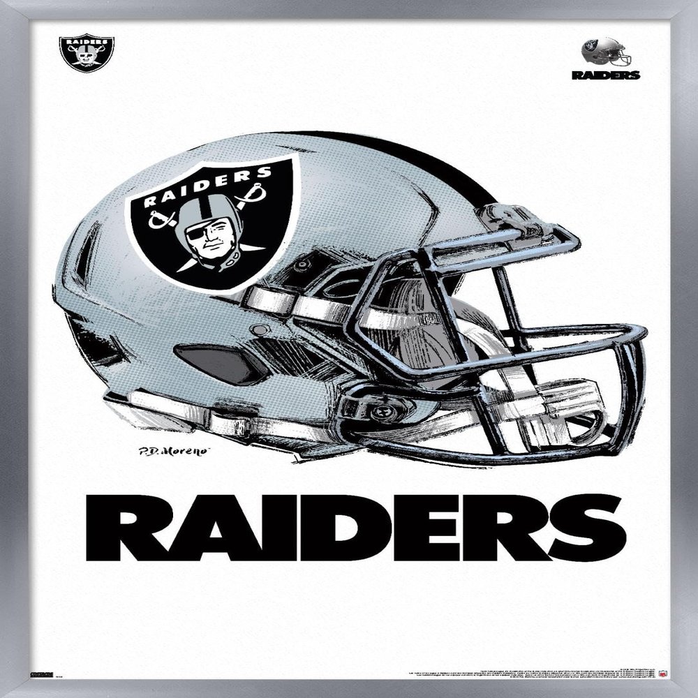 Trends International NFL Las Vegas Raiders - Drip Helmet 20 Wall Poster, 22.375" x 34", Silver Framed Version