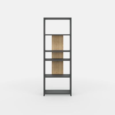Ada Home Decor Diosp Modern Anthracite & Oak Bookcase 63'' H x 22.4'' W x 9.8'' D/Shelving Unit/Bookshelf