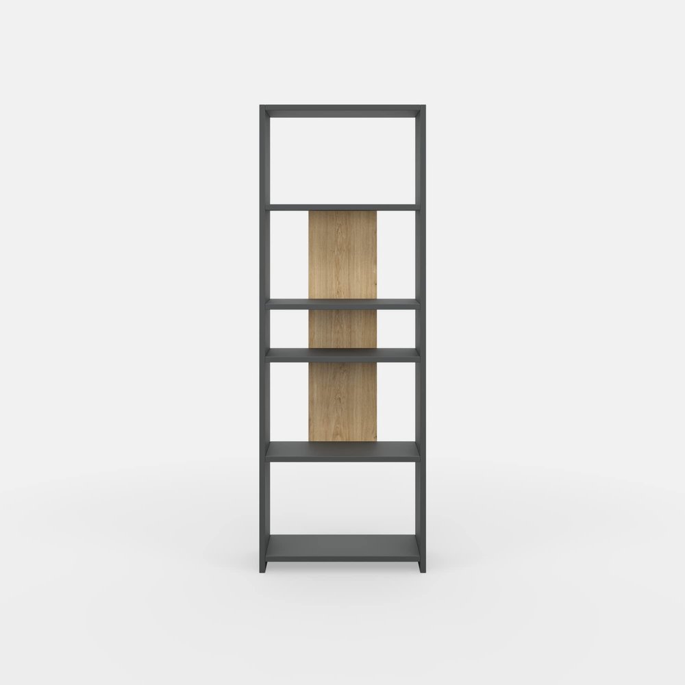 Ada Home Decor Diosp Modern Anthracite & Oak Bookcase 63'' H x 22.4'' W x 9.8'' D/Shelving Unit/Bookshelf