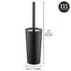 mDesign Metal Freestanding Slim Toilet Bowl Brush and Holder + Rectangle Narrow 5 Liter / 1.3 Gallon Step Pedal Trash Can Wastebasket for Bathroom - Small, Compact Design - Set of 2 - Black view 4
