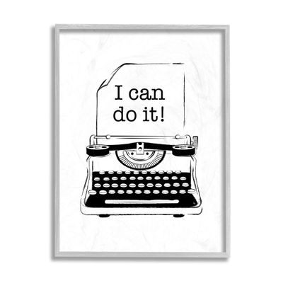 Stupell Industries Vintage Typewriter I Can Inspirational Phrase