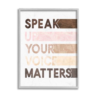Stupell Industries Your Voice Matters Phrase Equality Inspirational, Design by Erica Billups Grey Framed Wall Art, 16 x 20, White
