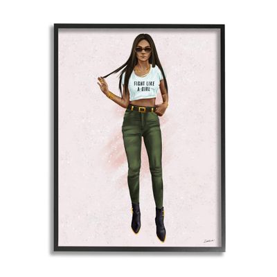 Stupell Industries Fight Light A Girl Phrase Fashionista Glam Pose