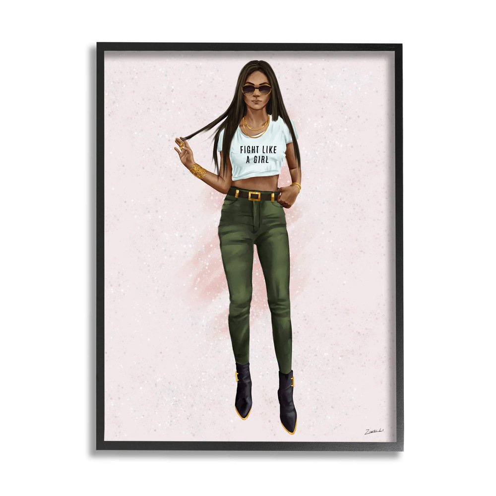 Stupell Industries Fight Light A Girl Phrase Fashionista Glam Pose