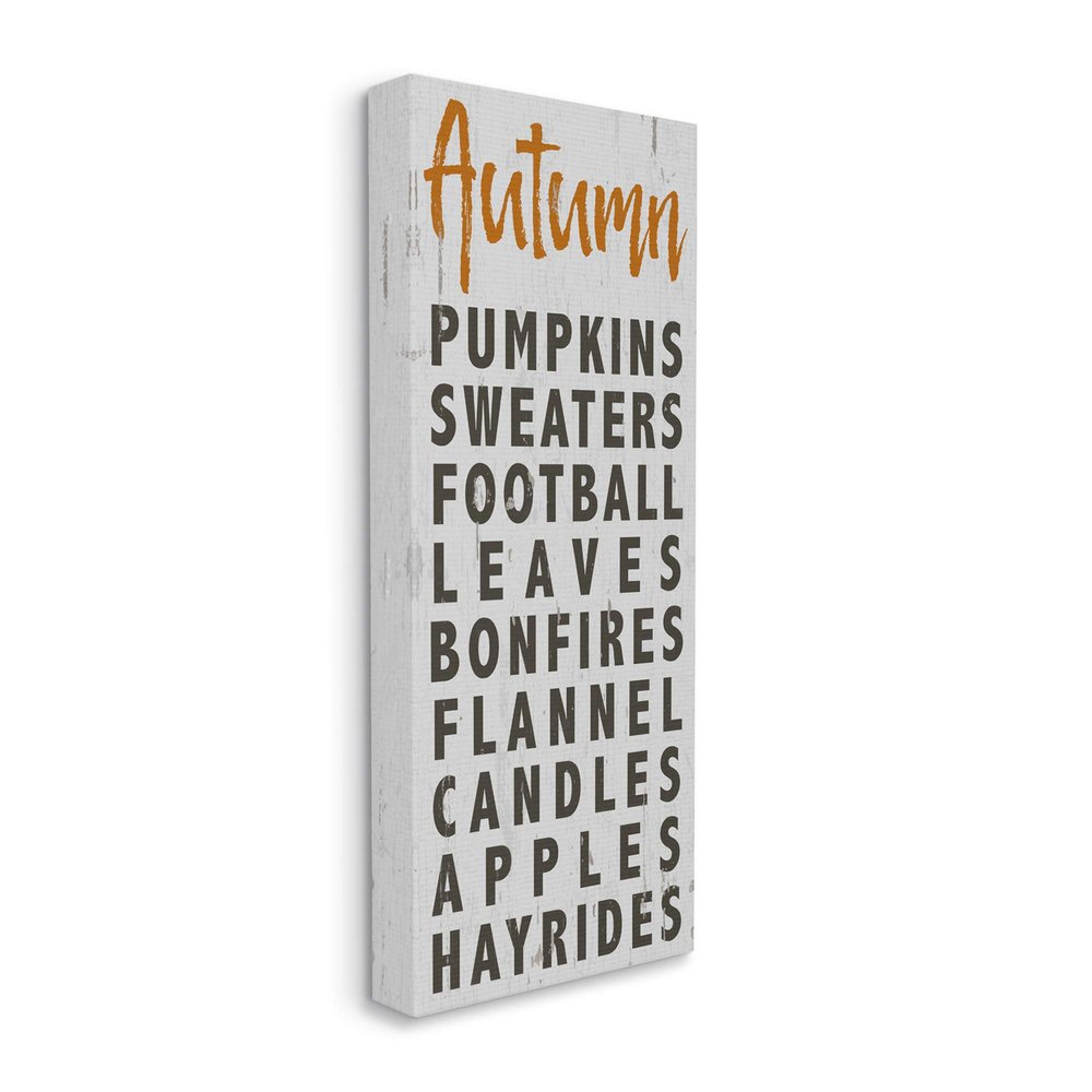 Stupell Industries Autumn Favorites List Charming Distressed Design