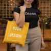 Aboutwome Your Own Design Women Custom Tote Bag for Shopping Canvas Bags (Yellow) view 2